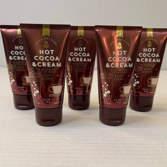 BATH & BODY WORKS HOT COCOA & CREAM 5 TRAVEL ULTRA SHEA BODY CREAM 2.5 OZ NEW - Picture 1 of 4